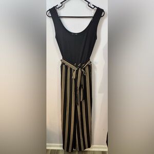 As U Wish Black and Gold Striped Jumpsuit LARGE